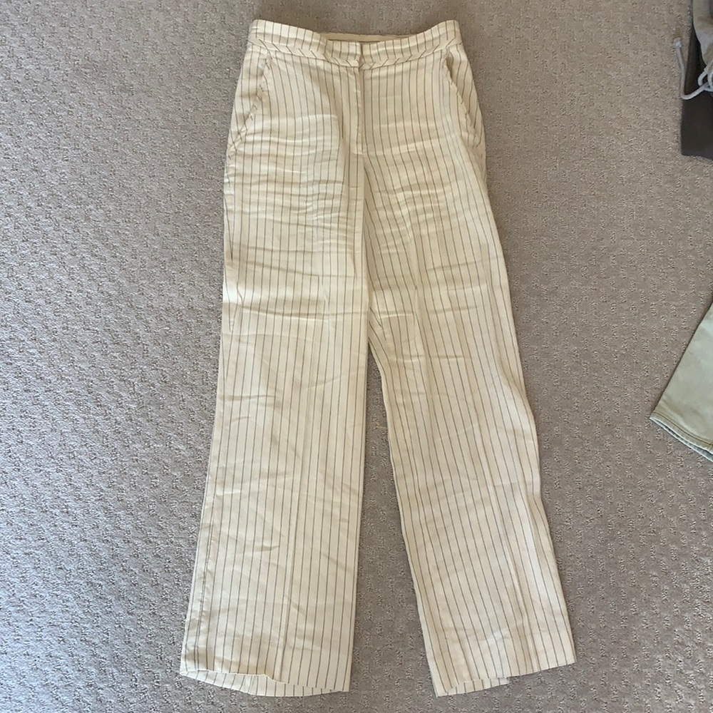 Whistles cream stripes linen pants